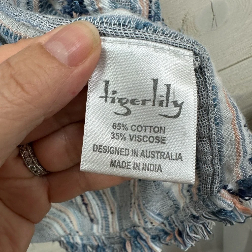 Tigerlily Blue and White Striped Midi Skirt Skirt Small - Picture 3 of 7